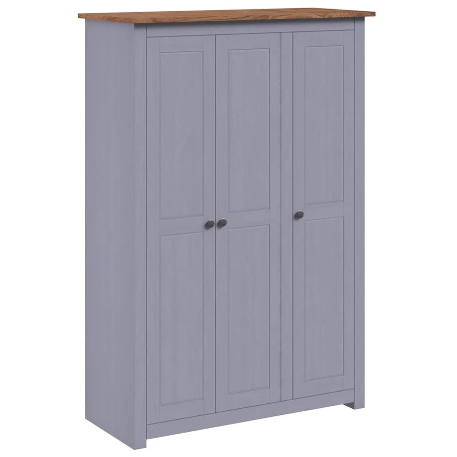 Garde-robe 3 portes Gris 118x50x171,5 cm Pin Assortiment Panama - 2