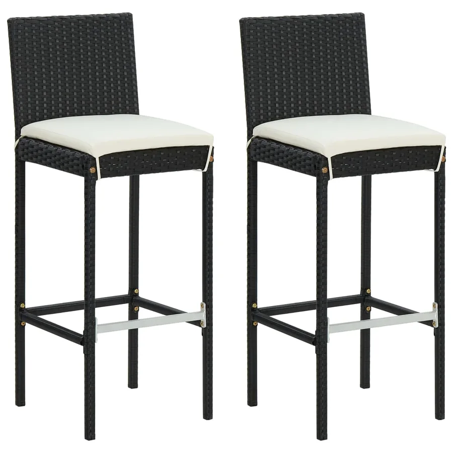 Ensemble de bar d'extérieur 3 pcs coussins Résine tressée Noir - 3