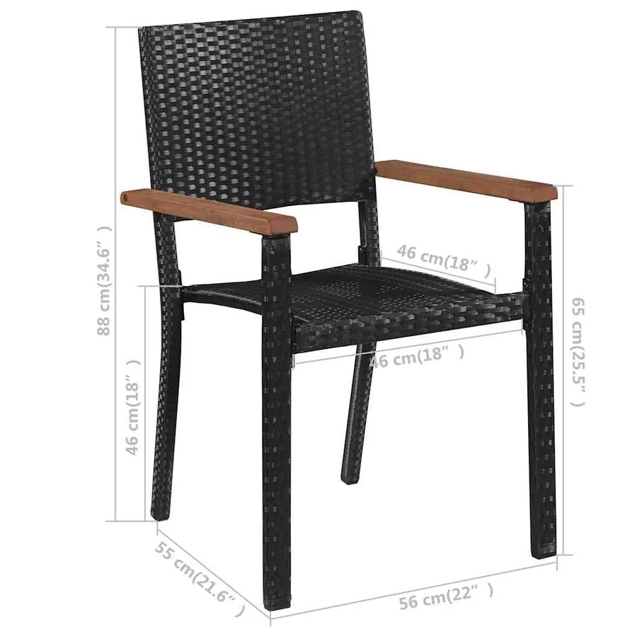 Ensemble à manger de jardin 3 pcs Noir - 12