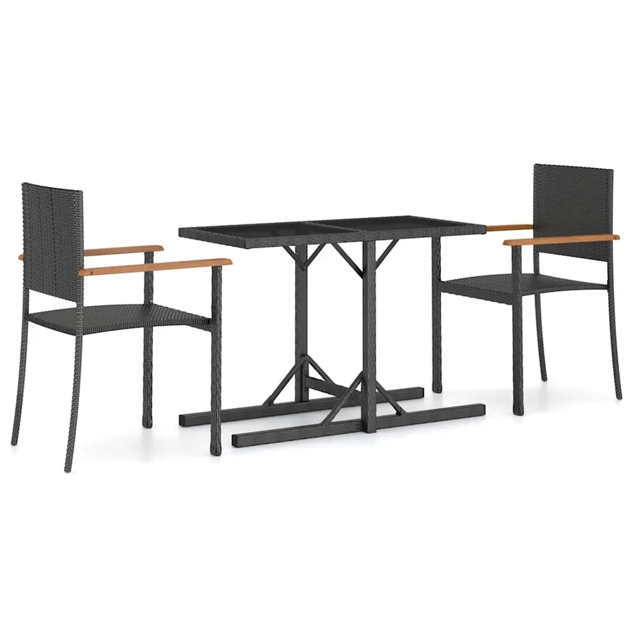 Ensemble à manger de jardin 3 pcs Noir - 2