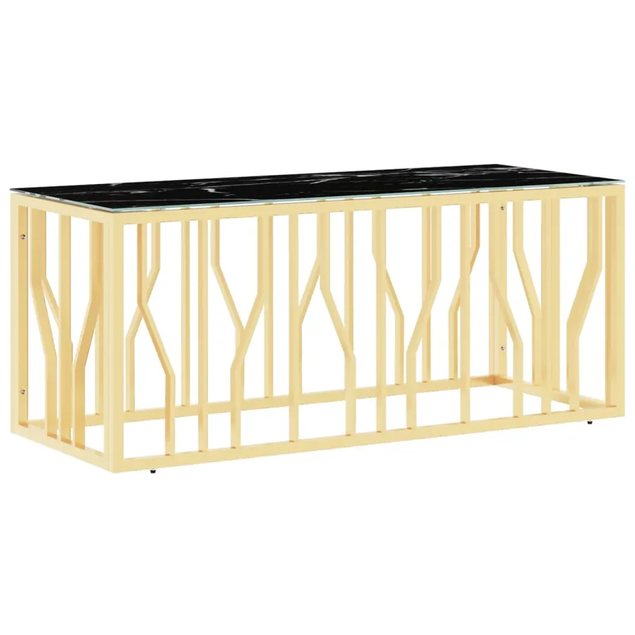 Table basse doré 110x45x45 cm acier inoxydable et verre - 2