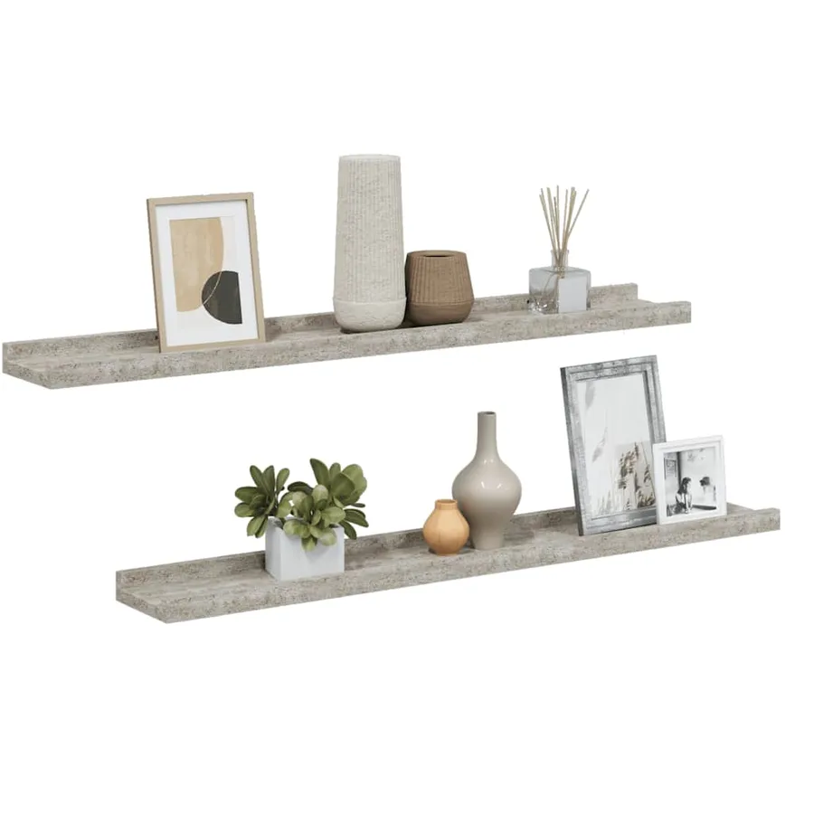 Étagères murales 2 pcs Gris béton 80x9x3 cm - 4