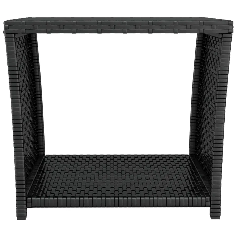 Table à thé dessus en verre Noir Résine tressée verre trempé - 3