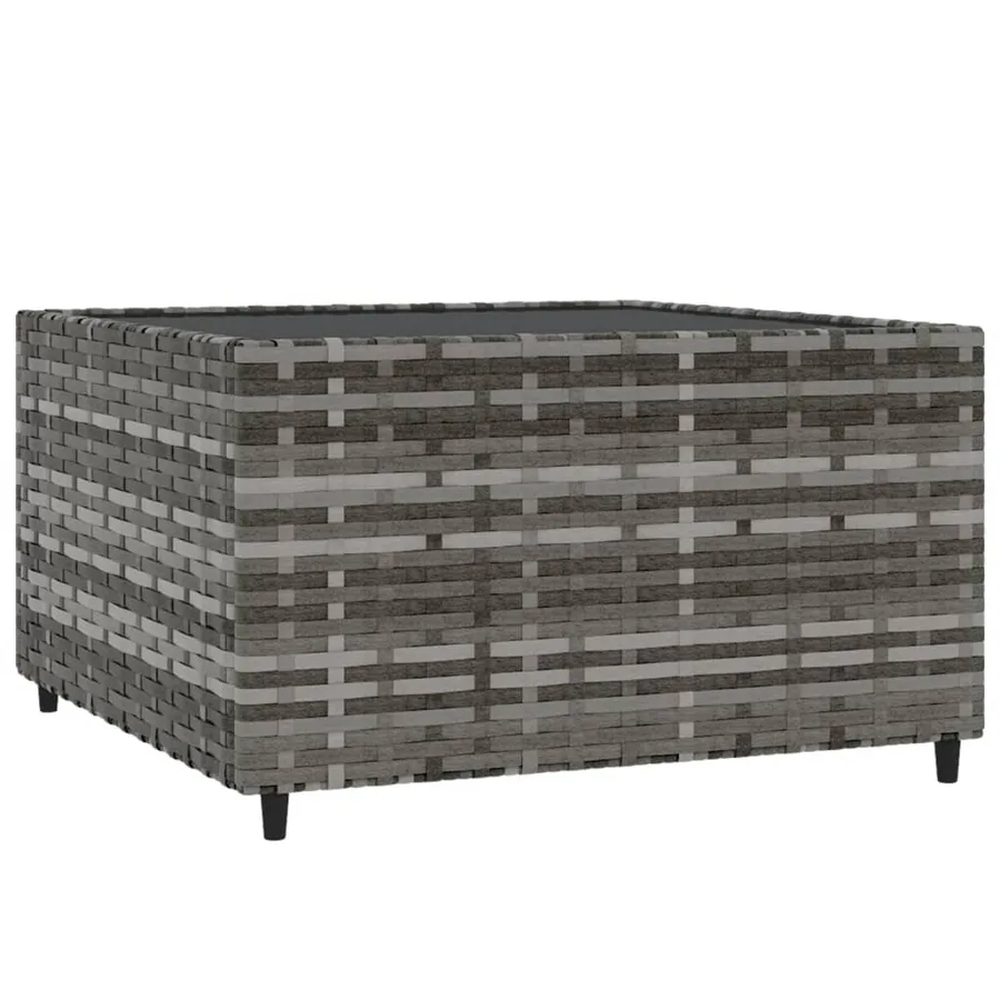 Table basse de jardin carré gris 50x50x30 cm résine tressée - 2