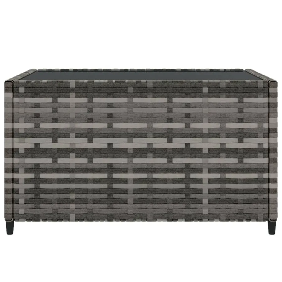 Table basse de jardin carré gris 50x50x30 cm résine tressée - 3