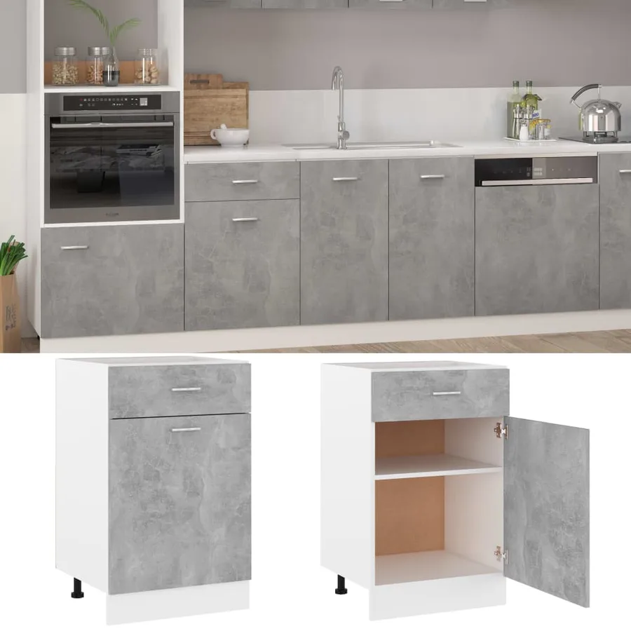 Armoire à tiroirs "Lyon" Gris béton 50 x 46 x 81,5 cm Bois d'ingénierie - 2