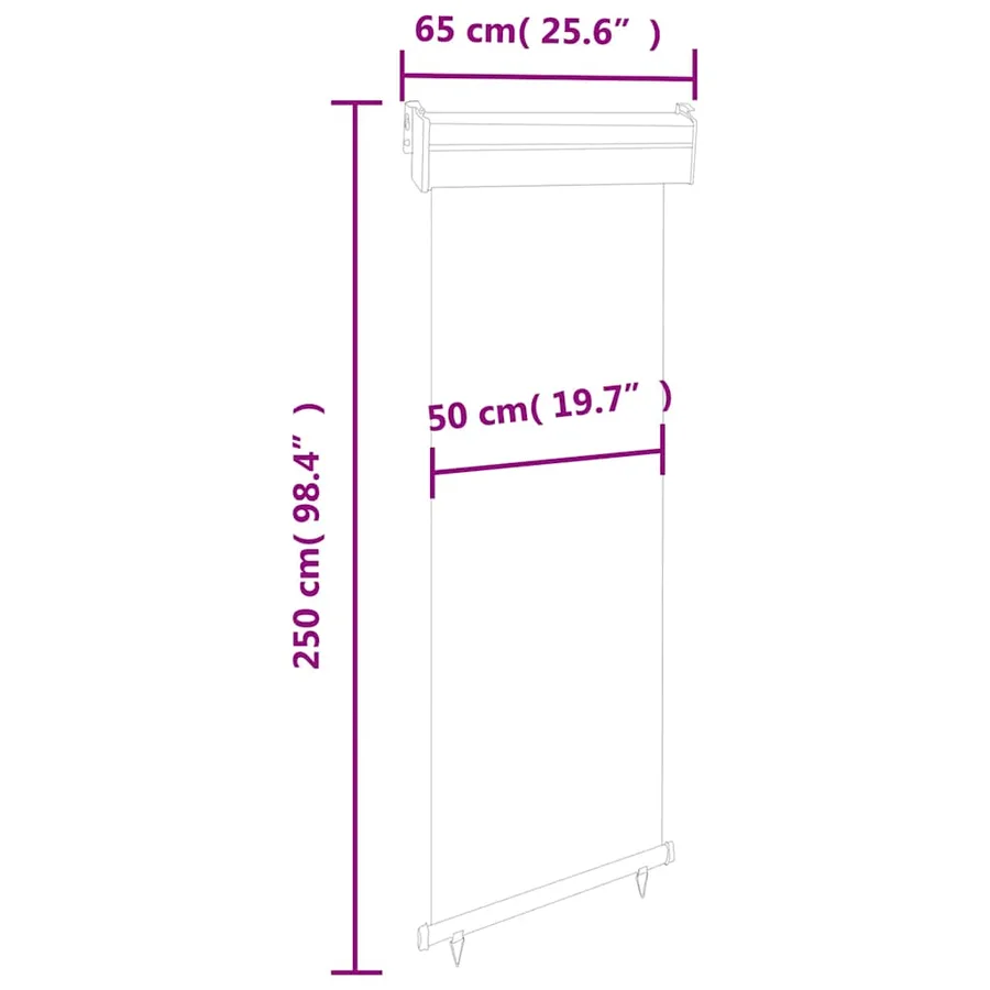 Auvent latéral de balcon 65x250 cm Gris - 10