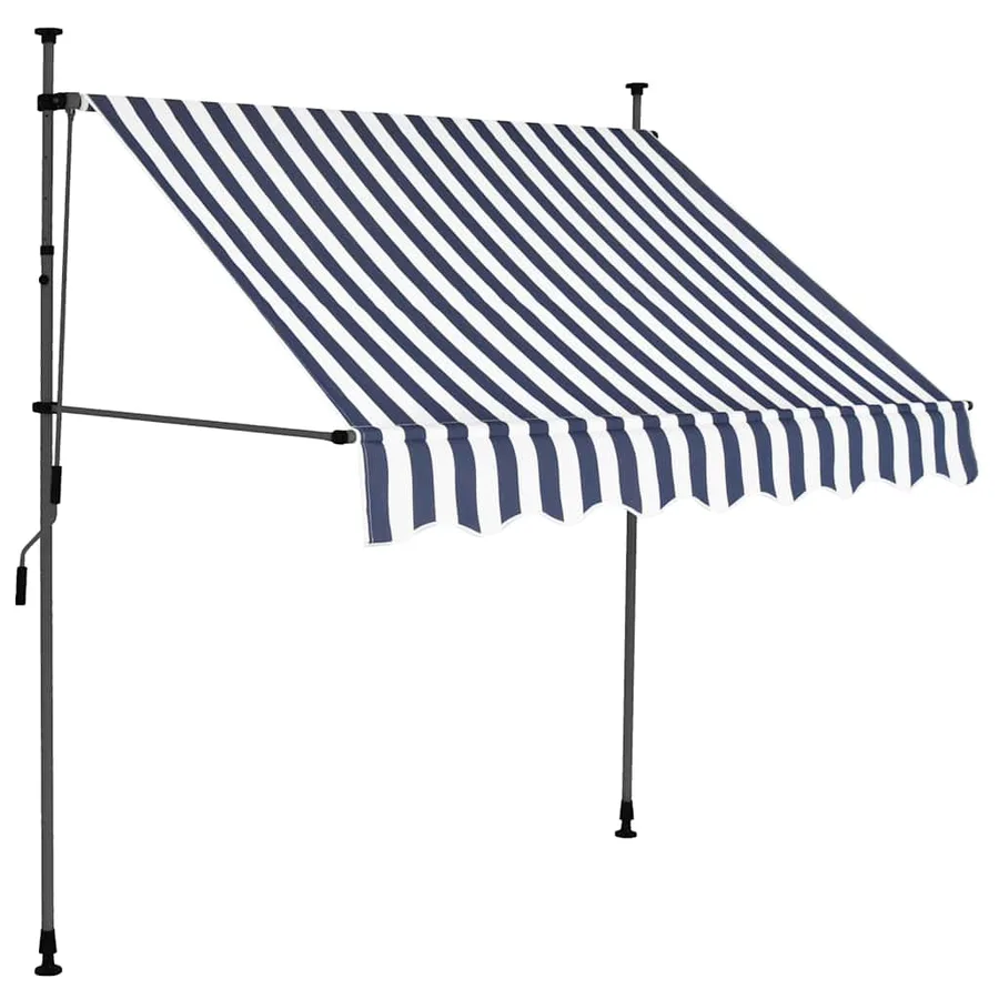 Auvent manuel rétractable avec LED 200 cm Bleu et blanc - 2