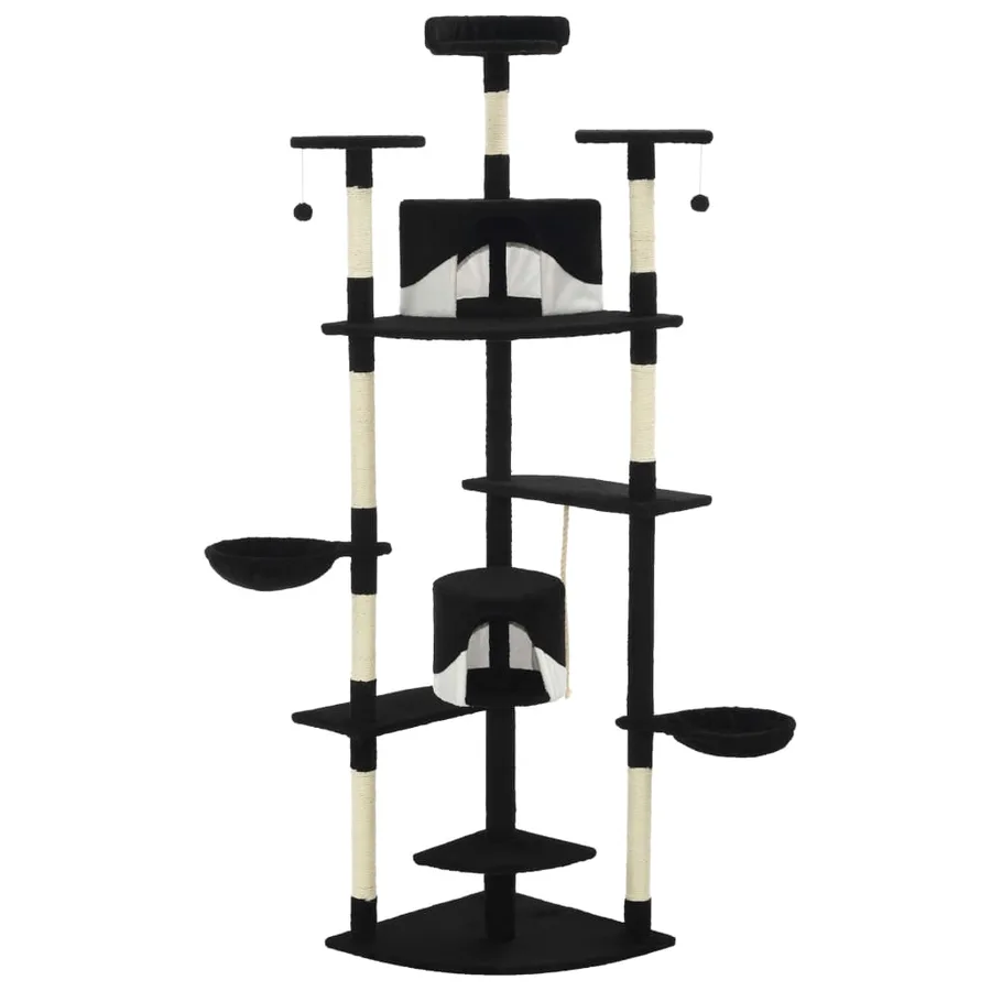 Arbre à chat avec griffoirs en sisal 203 cm noir et blanc - 2