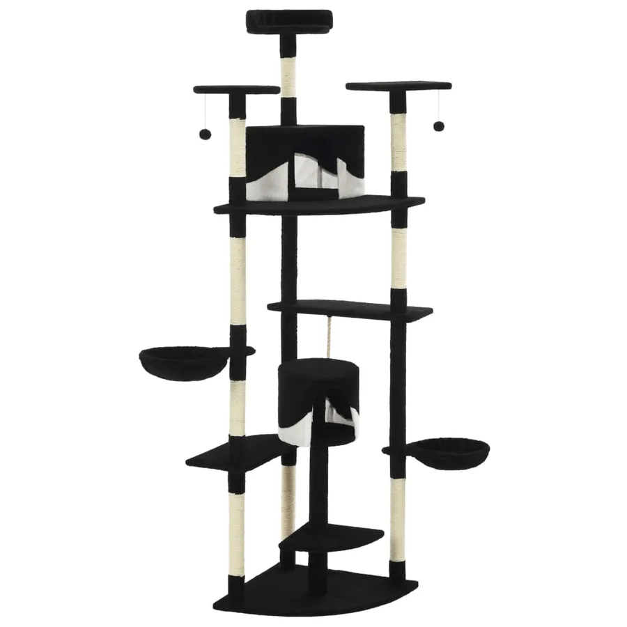 Arbre à chat avec griffoirs en sisal 203 cm noir et blanc - 3
