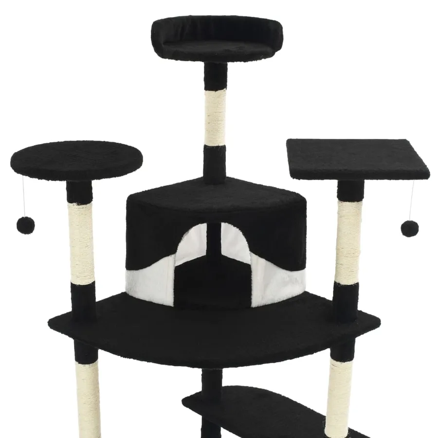 Arbre à chat avec griffoirs en sisal 203 cm noir et blanc - 4