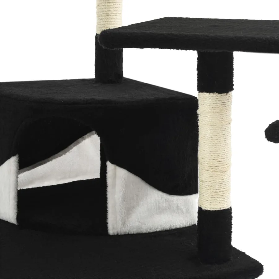 Arbre à chat avec griffoirs en sisal 203 cm noir et blanc - 6