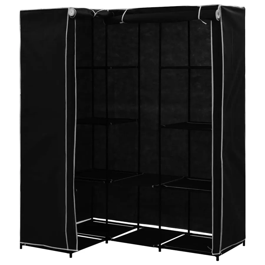 Garde-robe d'angle Noir 130x87x169 cm - 2