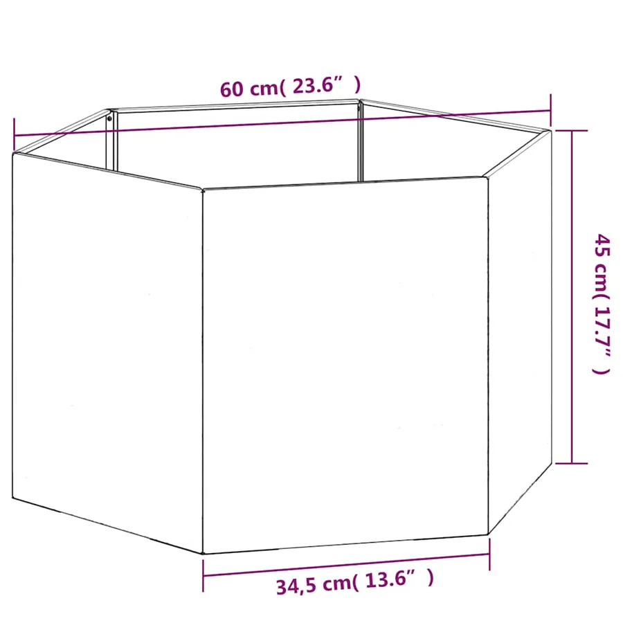 Jardinière Rouillé 60x60x45 cm Acier corten - 12