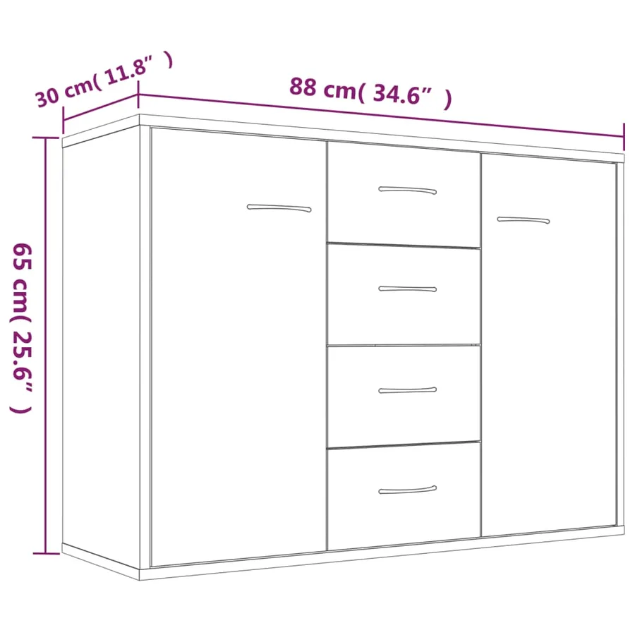 Buffet Sonoma gris 88x30x65 cm Bois d'ingénierie - 6