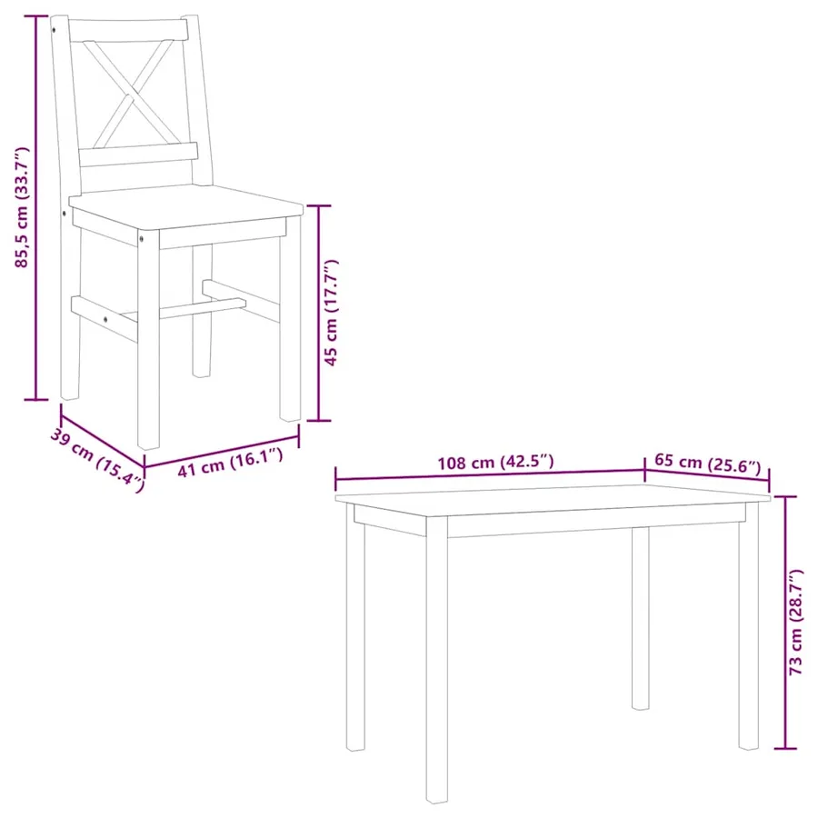 Ensemble de salle à manger 5 pcs Blanc - 12