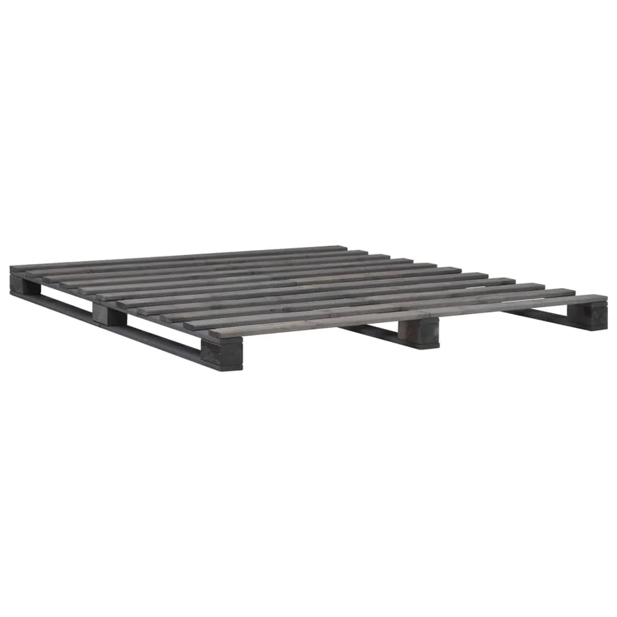 Cadre de lit de palette sans matelas gris 180x200cm bois massif - 2