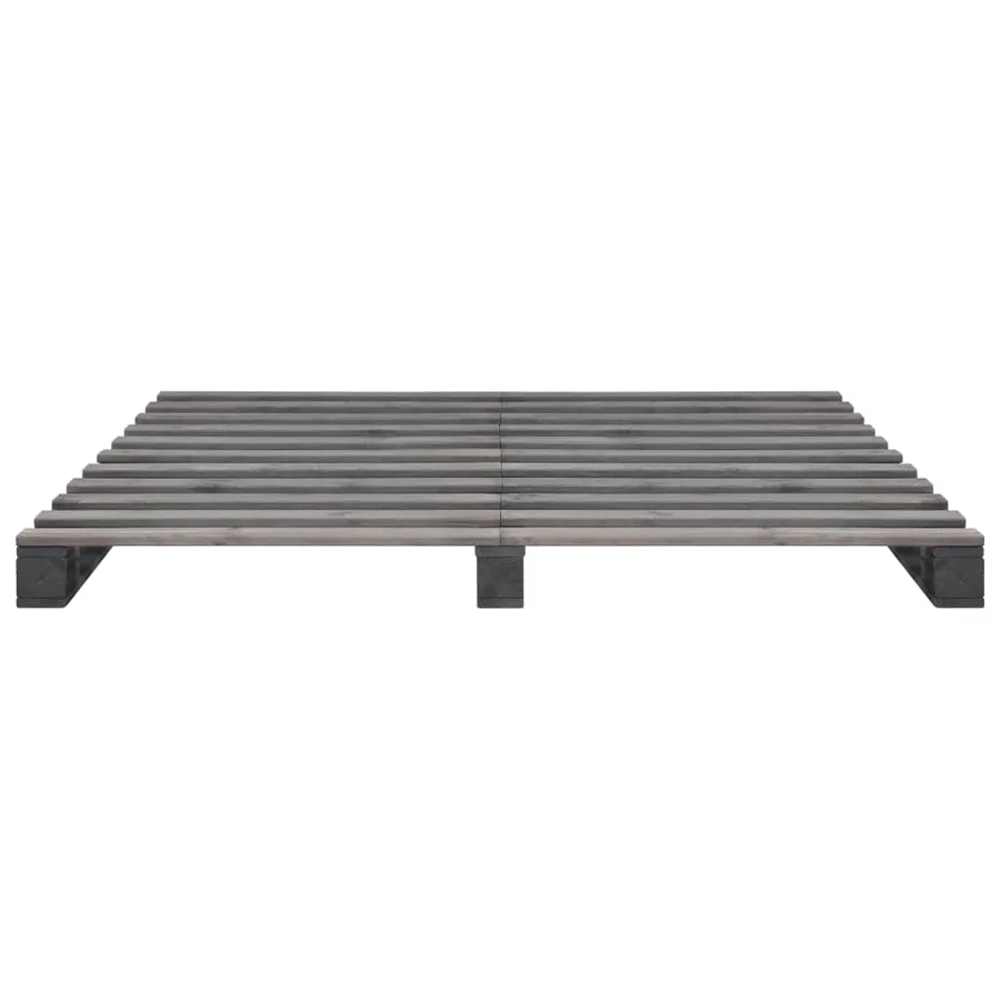 Cadre de lit de palette sans matelas gris 180x200cm bois massif - 3