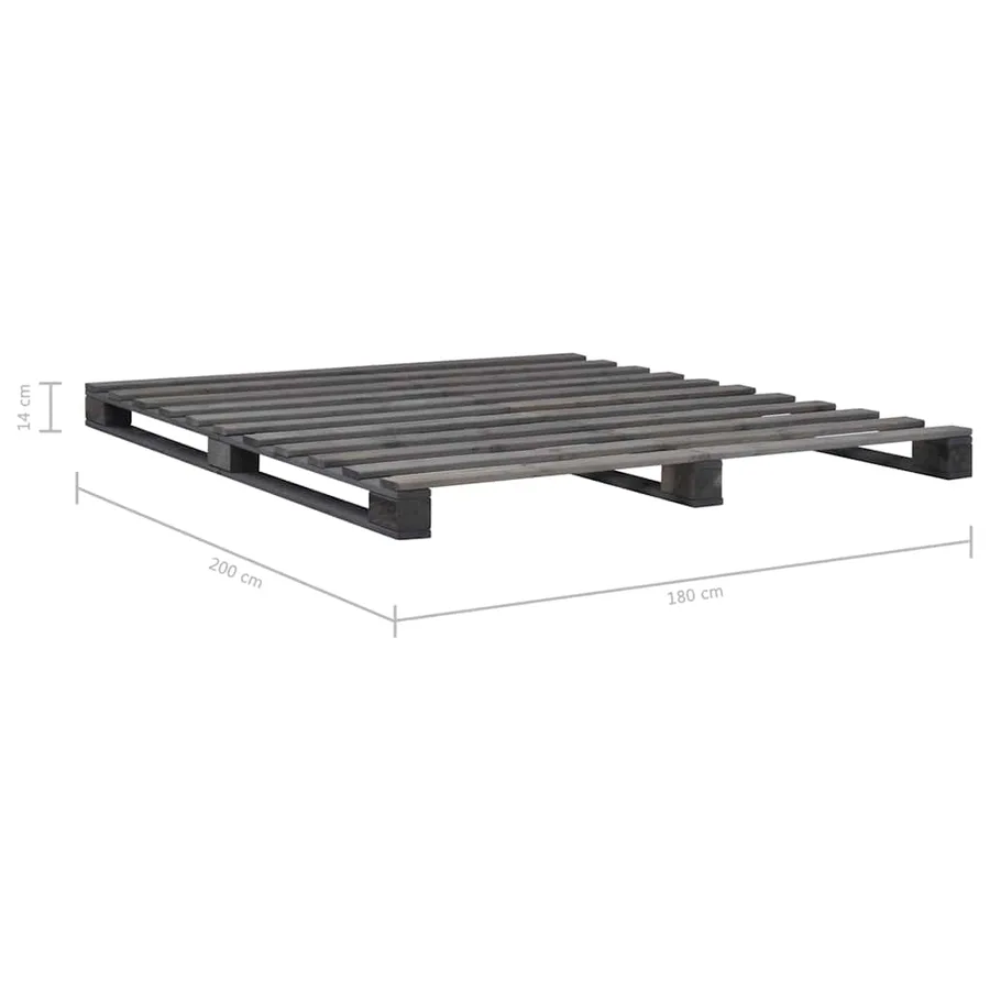 Cadre de lit de palette sans matelas gris 180x200cm bois massif - 7