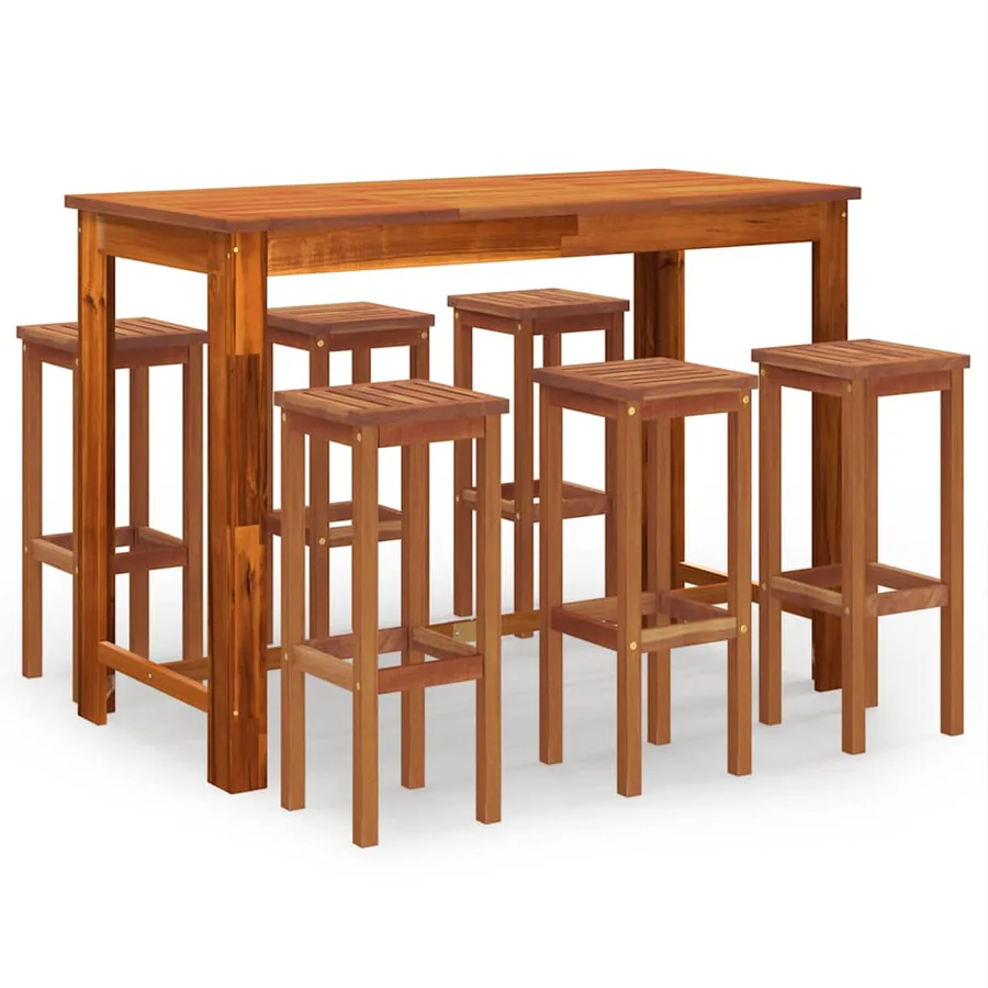 Ensemble de bar de jardin 7 pcs bois d'acacia solide - 2