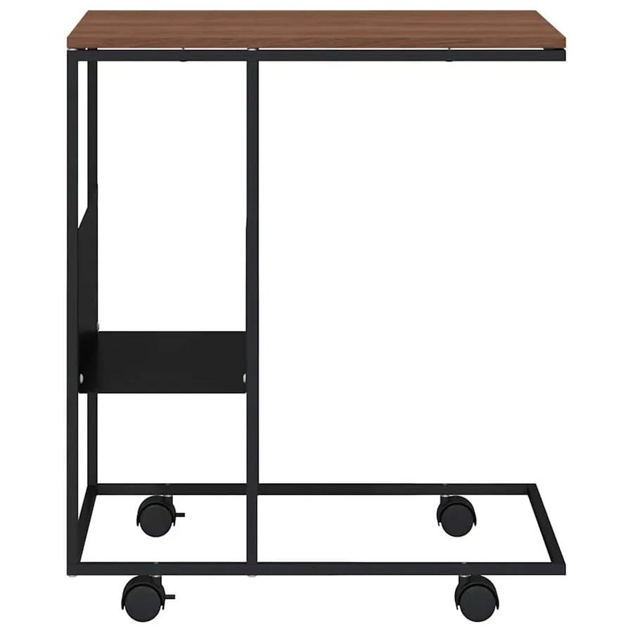 Table d'appoint avec roues noir 55x36x63,5 cm bois d'ingénierie - 4