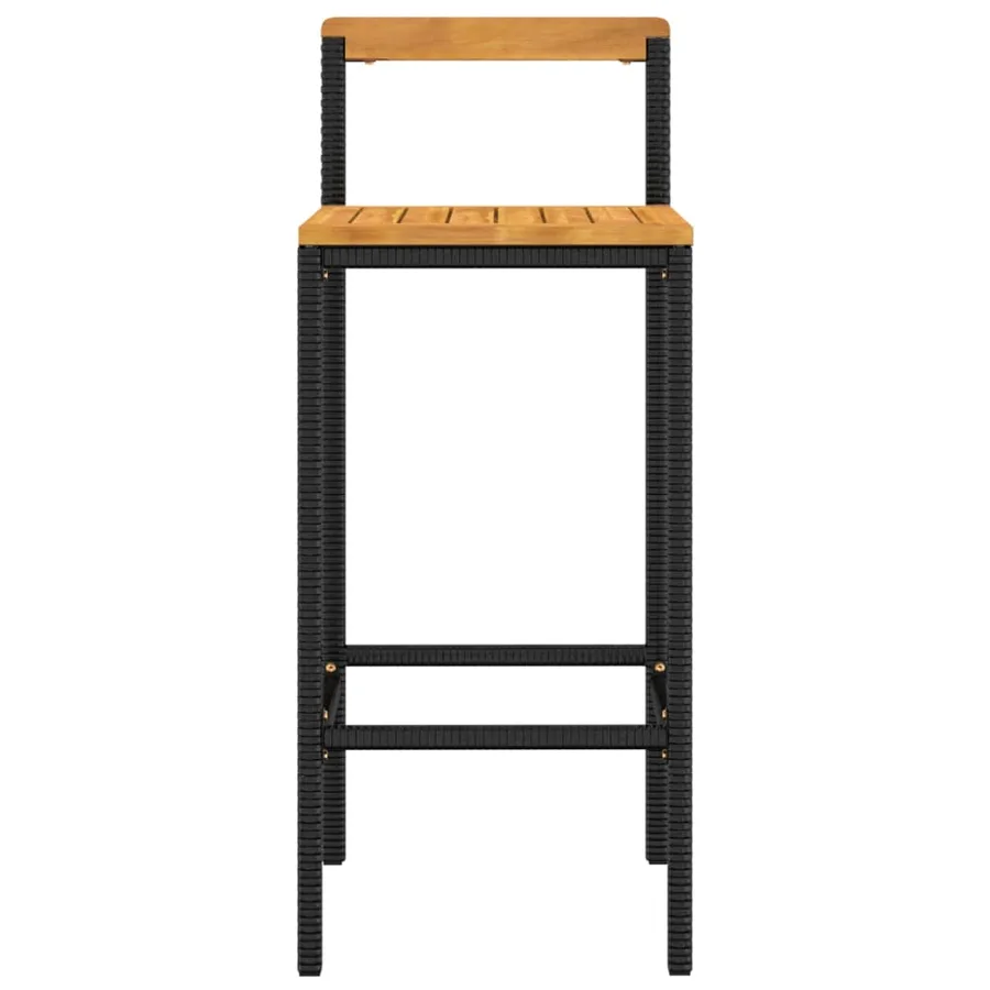 Tabourets de bar lot de 4 noir résine tressée et bois d'acacia - 4