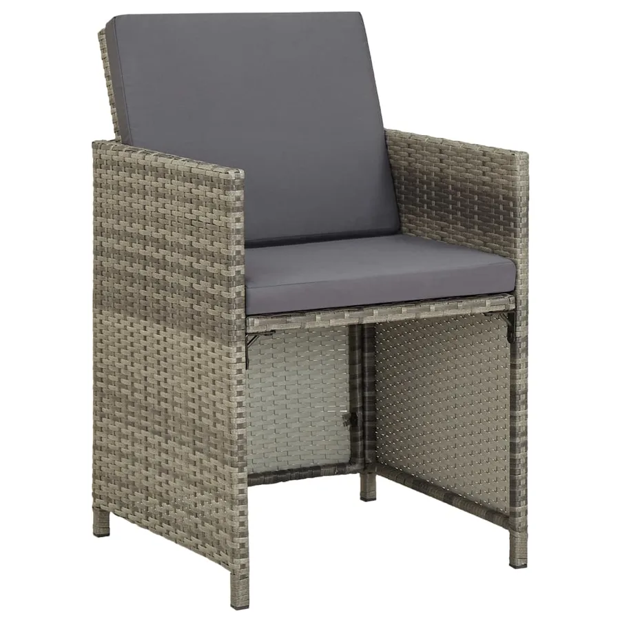 Ensemble à manger d'extérieur 13pcs et coussins poly rotin Gris - 12