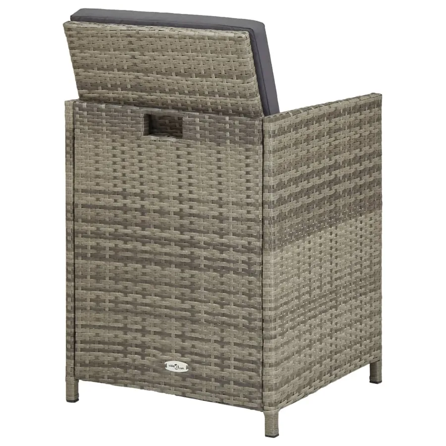 Ensemble à manger d'extérieur 13pcs et coussins poly rotin Gris - 14