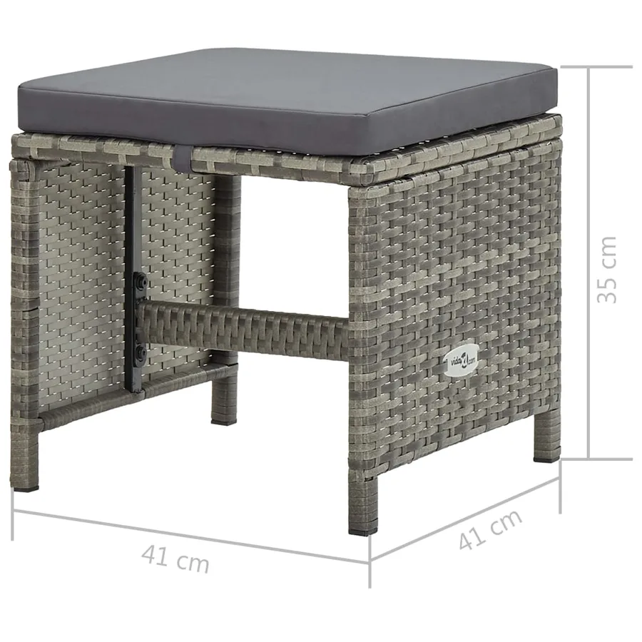 Ensemble à manger d'extérieur 13pcs et coussins poly rotin Gris - 18