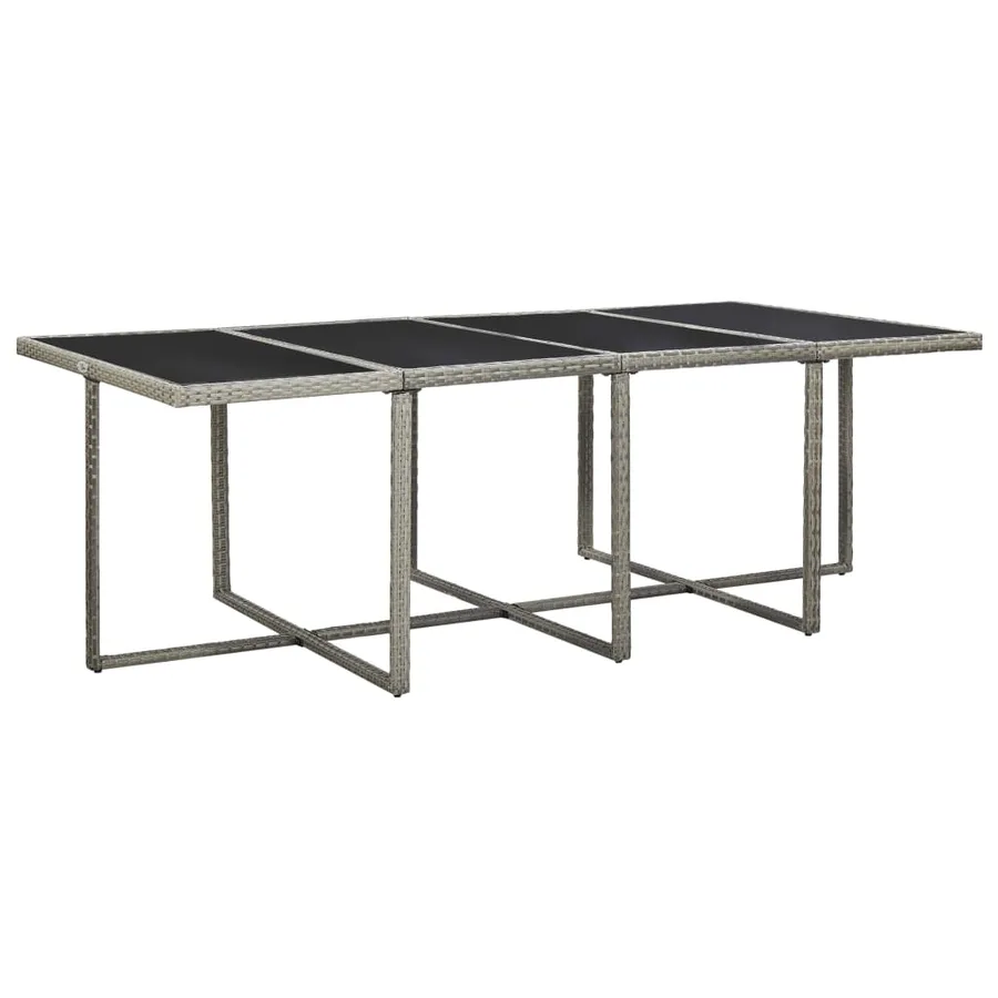 Ensemble à manger d'extérieur 13pcs et coussins poly rotin Gris - 5