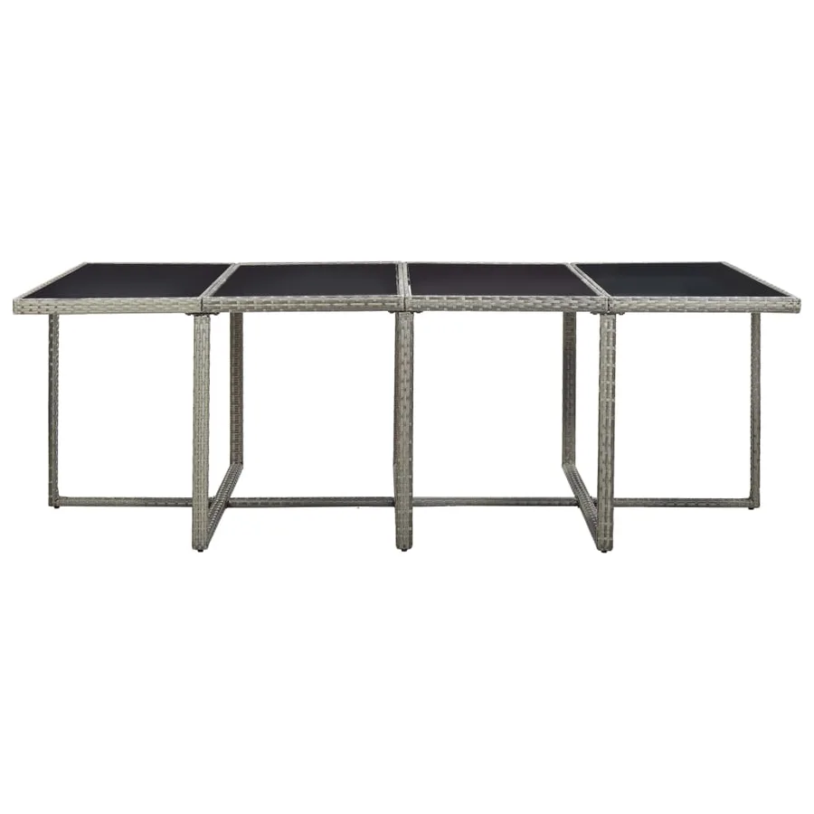 Ensemble à manger d'extérieur 13pcs et coussins poly rotin Gris - 6