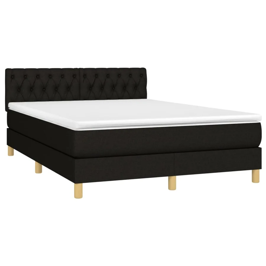 Sommier à lattes de lit avec matelas LED Noir 140x190 cm Tissu - 3
