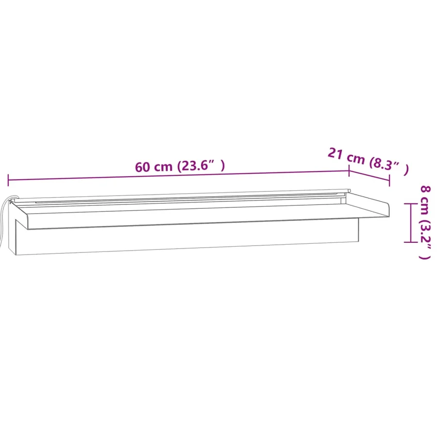 Déversoir pour cascade avec LED RVB Inox 60 cm - 12