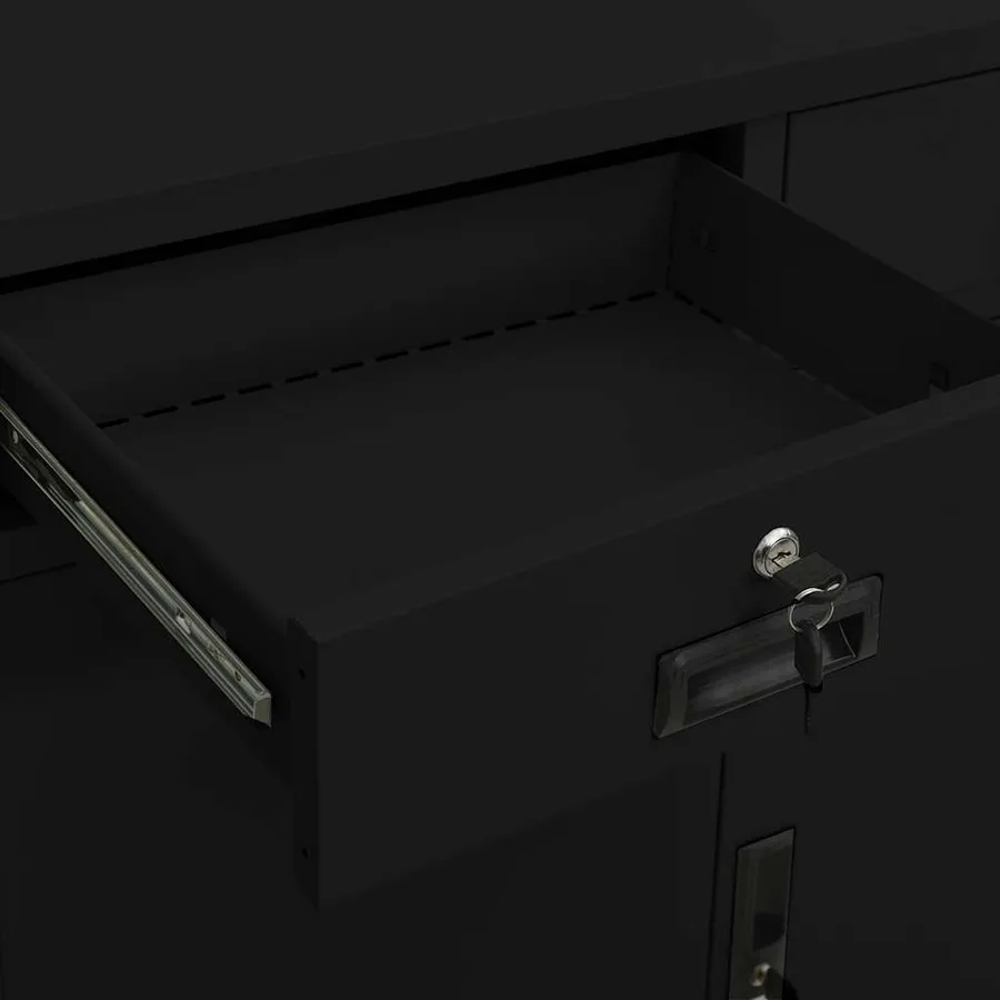 Armoire de bureau Noir 90x40x102 cm Acier - 10