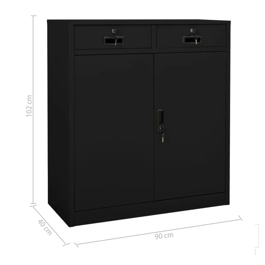 Armoire de bureau Noir 90x40x102 cm Acier - 11