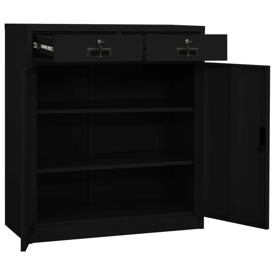 Armoire de bureau Noir 90x40x102 cm Acier - 6