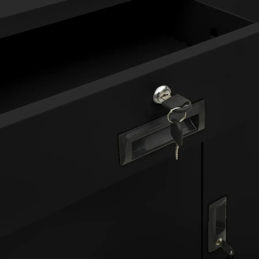 Armoire de bureau Noir 90x40x102 cm Acier - 8