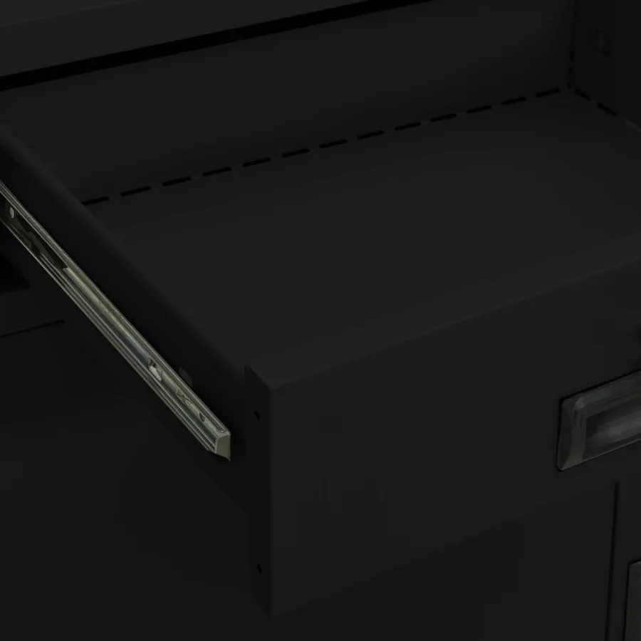 Armoire de bureau Noir 90x40x102 cm Acier - 9