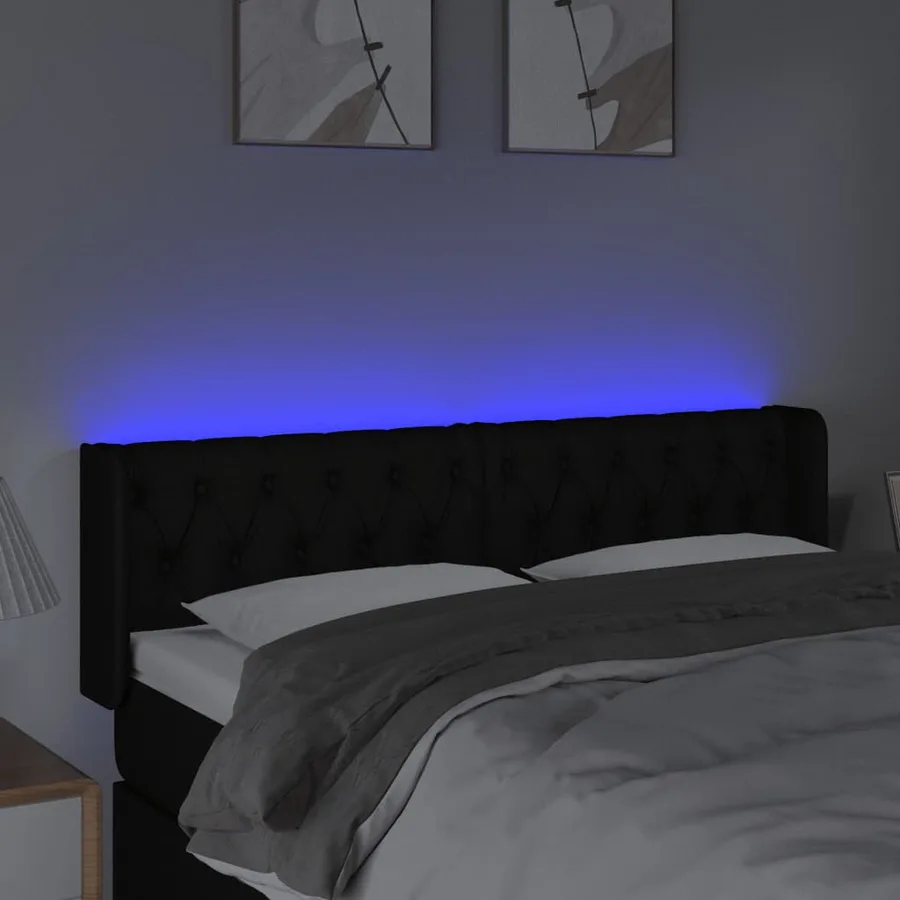 Tête de lit à LED Noir 147x16x78/88 cm Tissu - 4