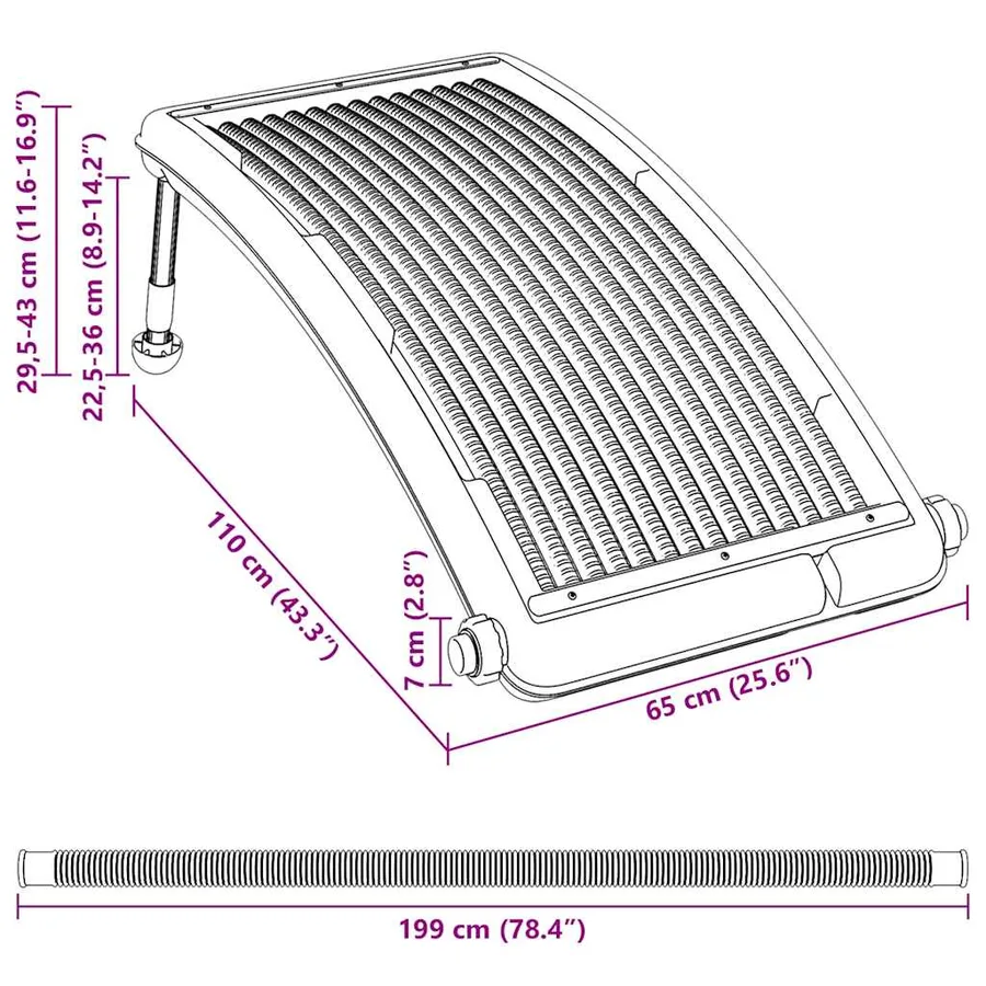 Panneaux de chauffage solaire de piscine courbés 2 pcs 110x65cm - 12
