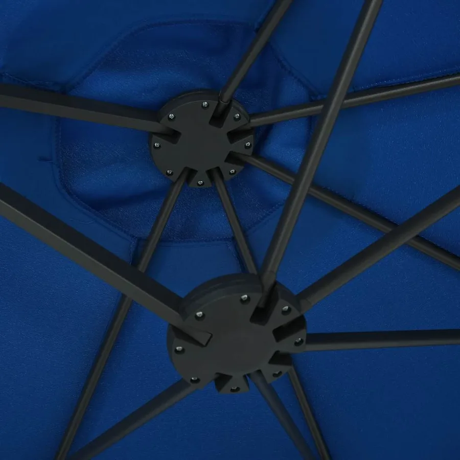Parasol d'extérieur et poteau en aluminium 460x270 cm Bleu - 6