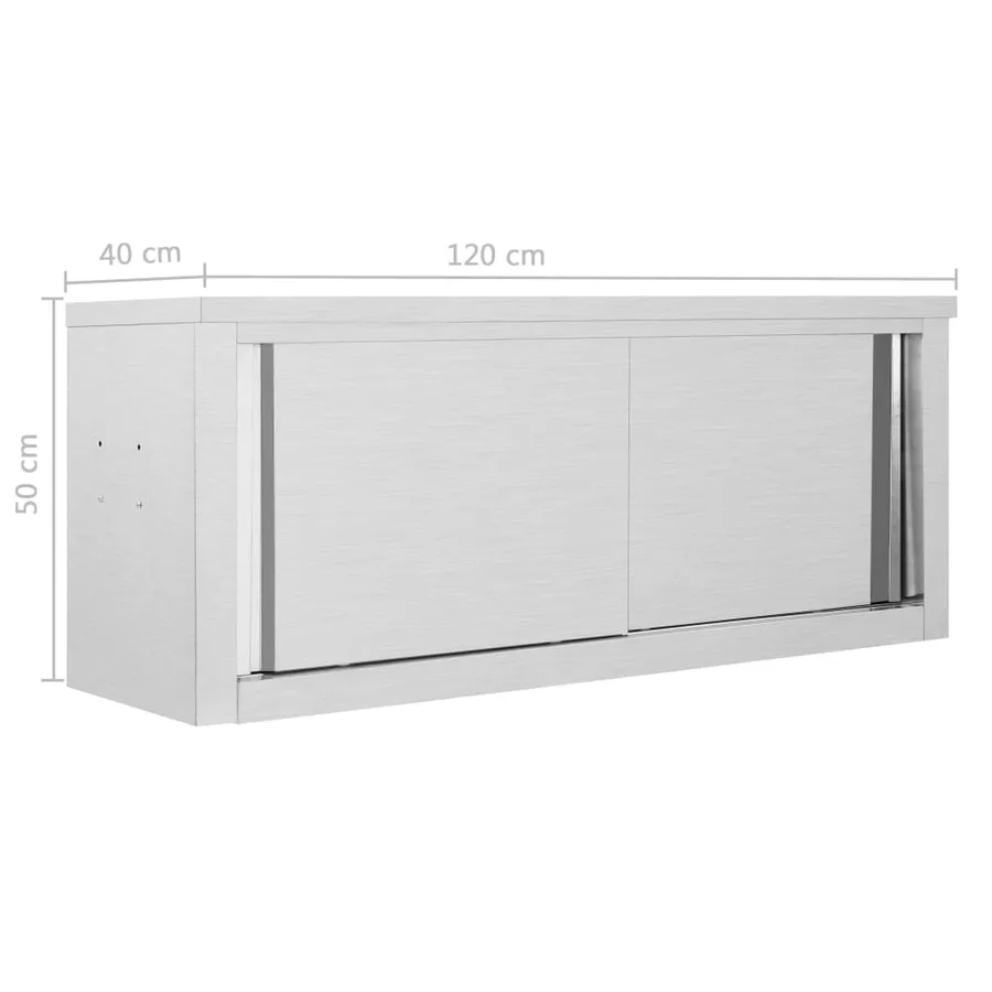 Armoire de cuisine avec portes coulissantes 120x40x50 cm Inox - 9