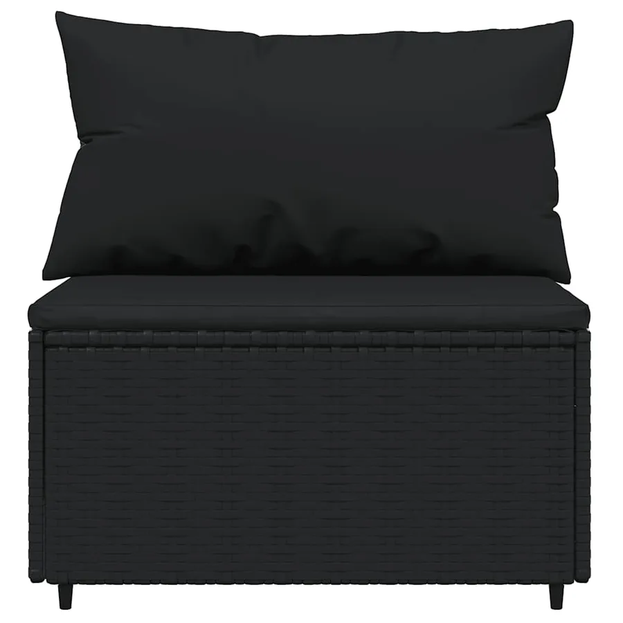 Salon de jardin 3 pcs avec coussins Noir Résine tressée - 6