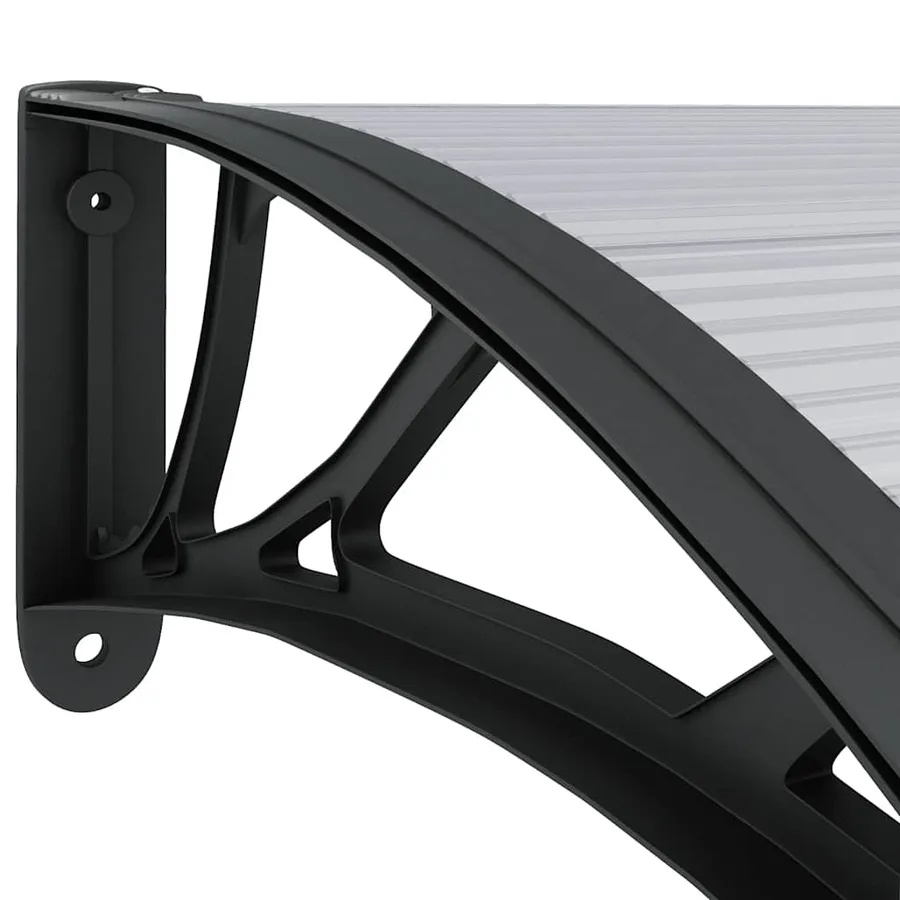 Auvent de porte Noir et transparent 300x75 cm Polycarbonate - 6