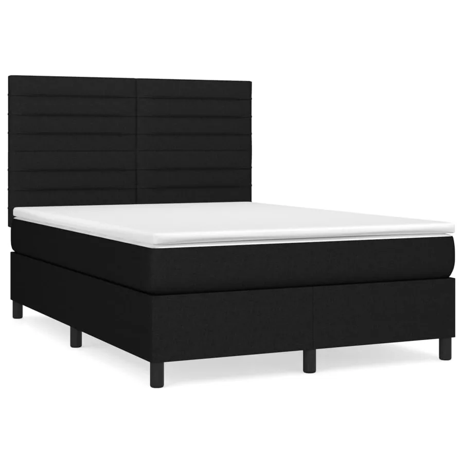 Sommier à lattes de lit avec matelas Noir 140x200 cm Tissu - 2