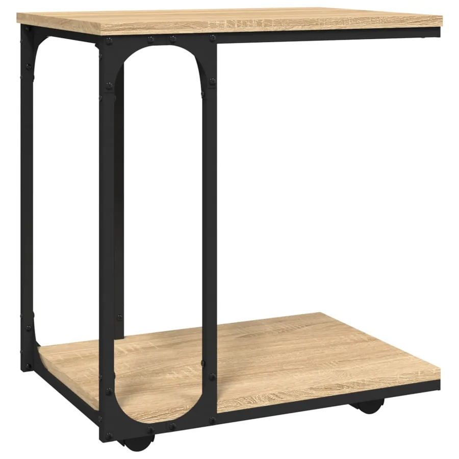 Table d'appoint à roues Chêne sonoma 50x35x55,5 cm - 2