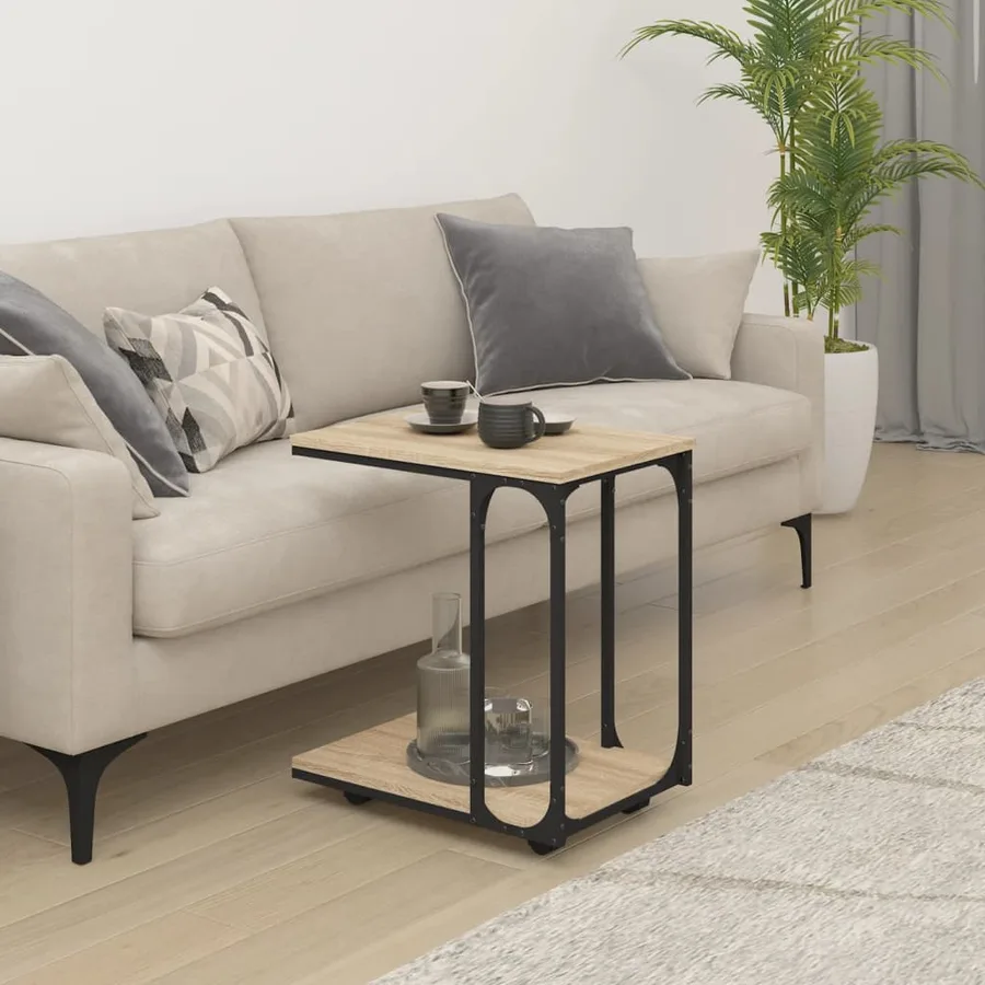 Table d'appoint à roues Chêne sonoma 50x35x55,5 cm - 3