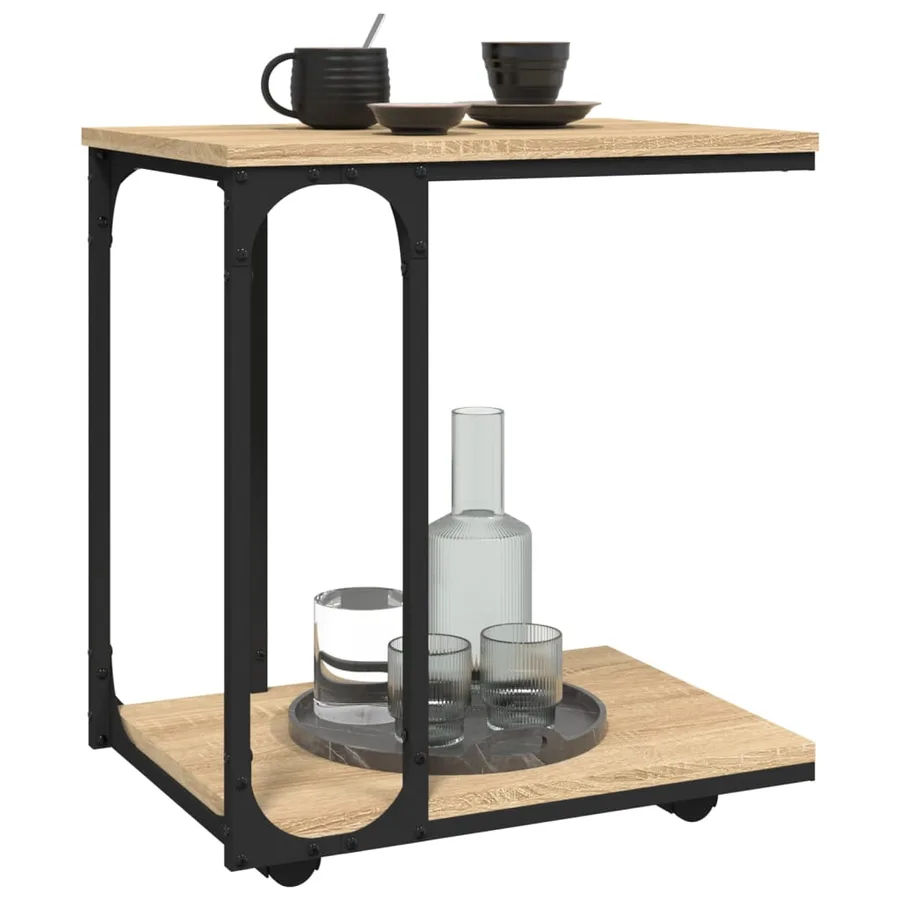 Table d'appoint à roues Chêne sonoma 50x35x55,5 cm - 4