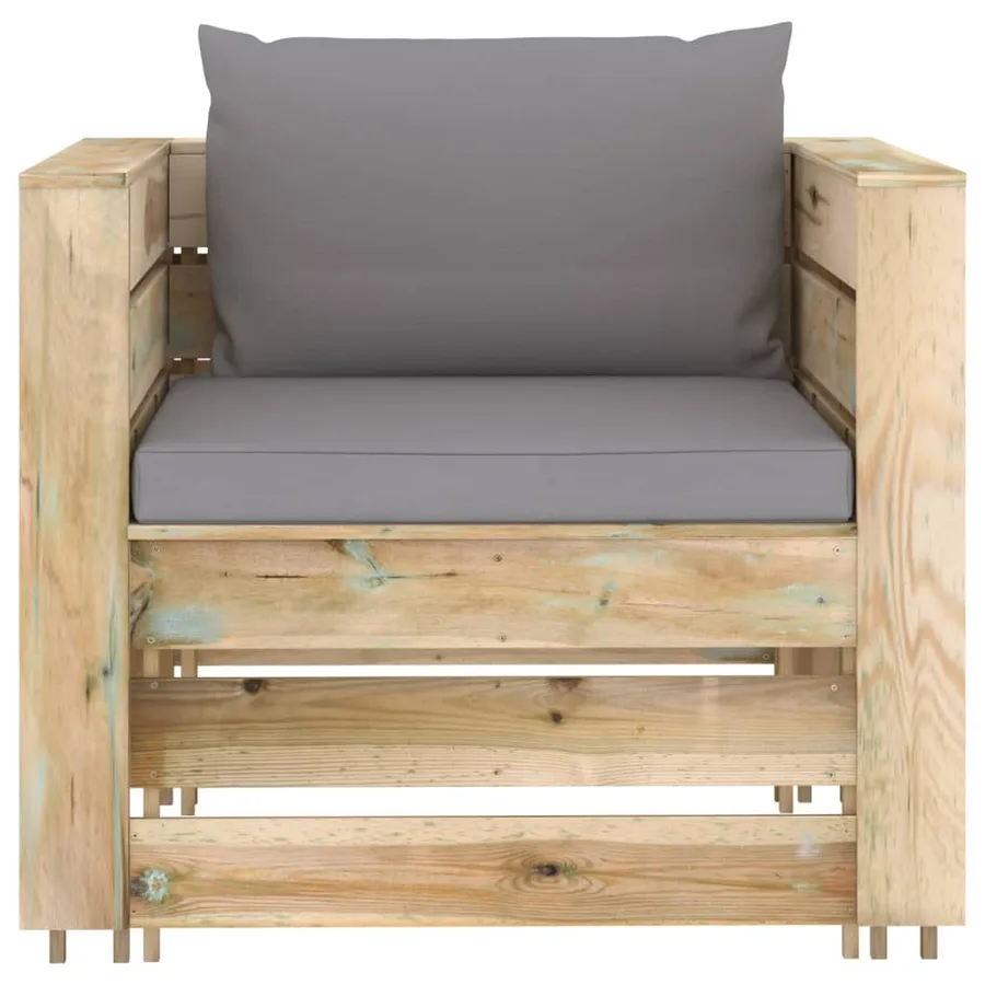 Salon de jardin 2 pcs avec coussins Bois imprégné de vert - 3