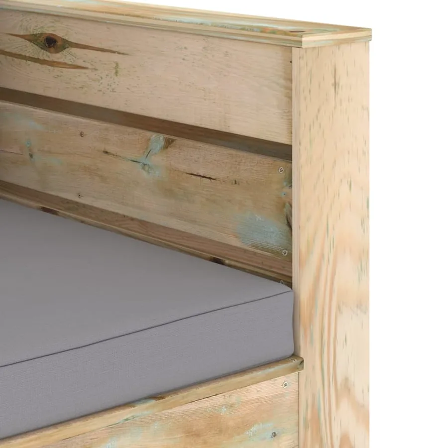Salon de jardin 2 pcs avec coussins Bois imprégné de vert - 6